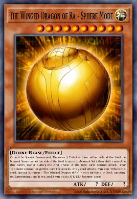 A single card from the set named: The Winged Dragon of Ra - Sphere Mode