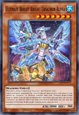 A single card from the set named: Ultimate Bright Knight Ursatron Alpha