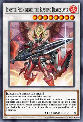 A single card from the set named: Ignister Prominence, the Blasting Dracoslayer