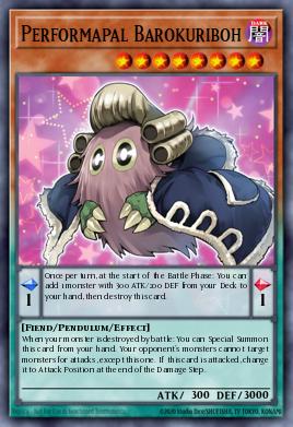 A single card from the set named: Performapal Barokuriboh