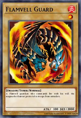 A single card from the set named: Flamvell Guard