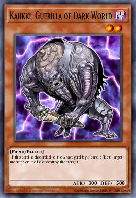 A single card from the set named: Kahkki, Guerilla of Dark World