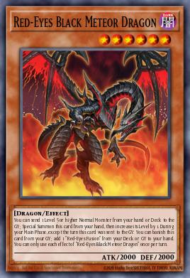 A single card from the set named: Red-Eyes Black Meteor Dragon