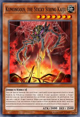 A single card from the set named: Kumongous, the Sticky String Kaiju