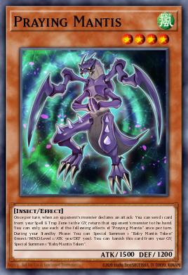 A single card from the set named: Praying Mantis