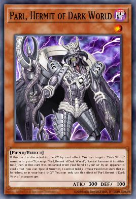 A single card from the set named: Parl, Hermit of Dark World