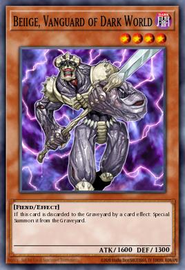 A single card from the set named: Beiige, Vanguard of Dark World