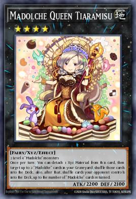 A single card from the set named: Madolche Queen Tiaramisu