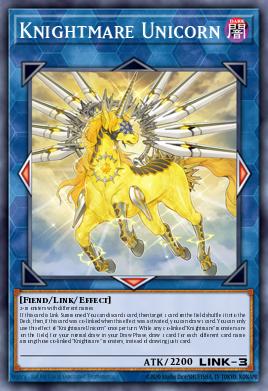 A single card from the set named: Knightmare Unicorn