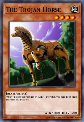 A single card from the set named: The Trojan Horse