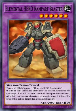 A single card from the set named: Elemental HERO Rampart Blaster