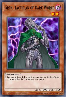 A single card from the set named: Gren, Tactician of Dark World