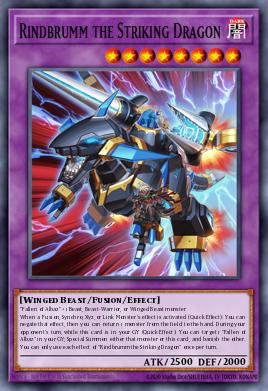 A single card from the set named: Rindbrumm the Striking Dragon