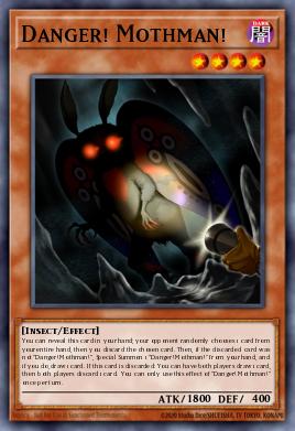 A single card from the set named: Danger! Mothman!
