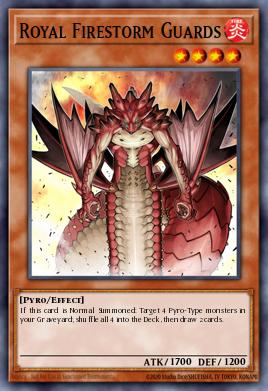 A single card from the set named: Royal Firestorm Guards