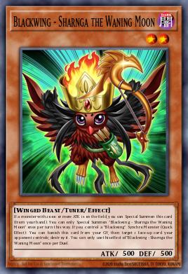 A single card from the set named: Blackwing - Sharnga the Waning Moon