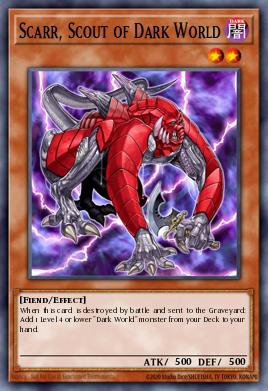 A single card from the set named: Scarr, Scout of Dark World