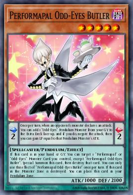 A single card from the set named: Performapal Odd-Eyes Butler