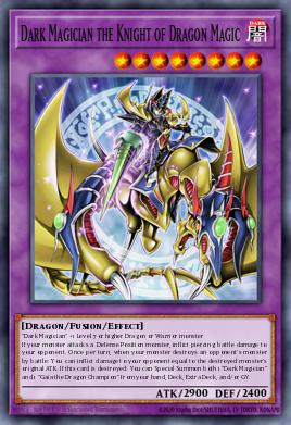 A single card from the set named: Dark Magician the Knight of Dragon Magic