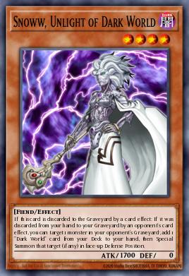 A single card from the set named: Snoww, Unlight of Dark World