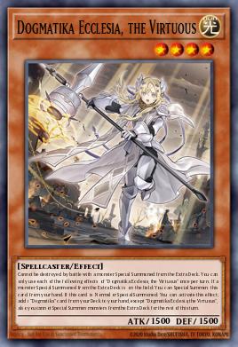 A single card from the set named: Dogmatika Ecclesia, the Virtuous