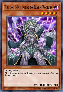 A single card from the set named: Brron, Mad King of Dark World