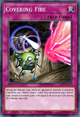 A single card from the set named: Covering Fire