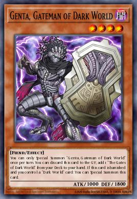 A single card from the set named: Genta, Gateman of Dark World