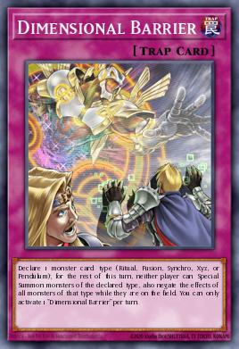 A single card from the set named: Dimensional Barrier