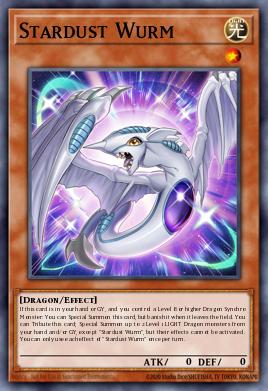 A single card from the set named: Stardust Wurm