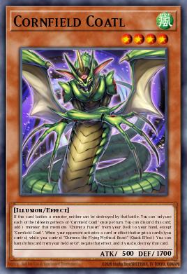 A single card from the set named: Cornfield Coatl