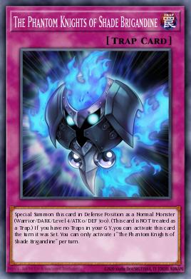 A single card from the set named: The Phantom Knights of Shade Brigandine